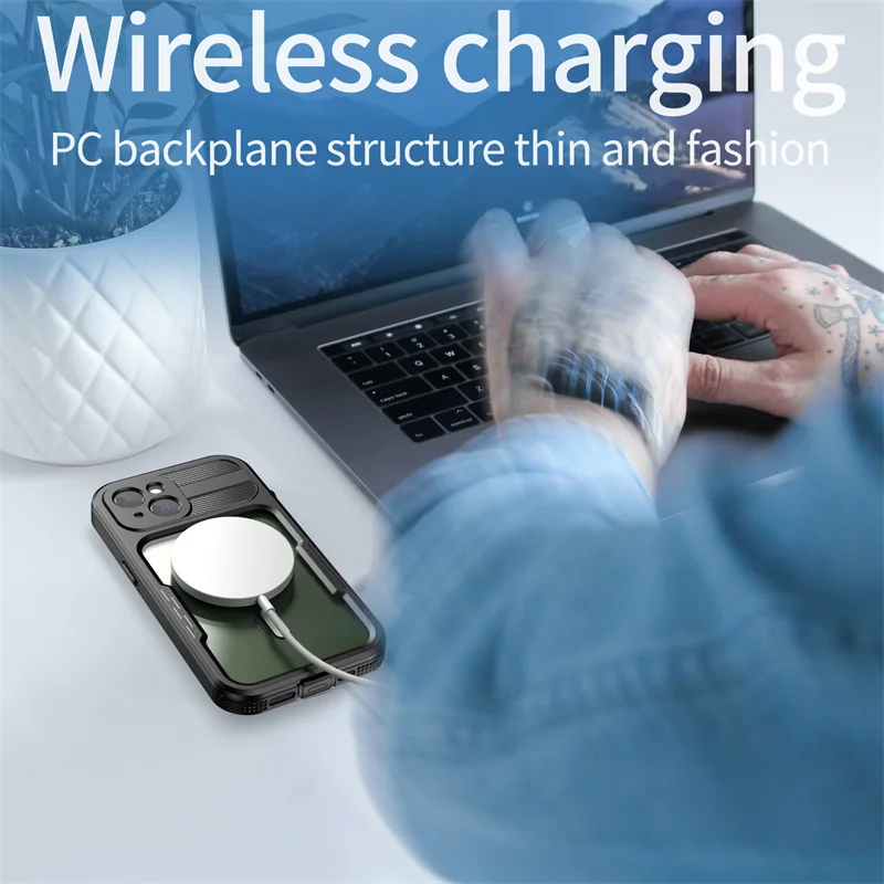 Outdoor IP68 Waterproof Case For iPhone 14 Pro Max Plus Magnetic Suction Wireless Diving Swimming Protection Mobile Phone Cover