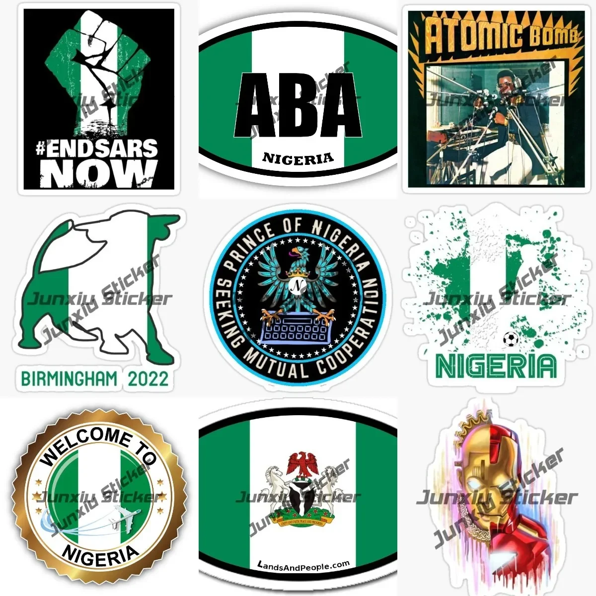 Nigeria Flag Shield Sticker Nigeria Nigerian Coat of Arms and Flag Car Bumper Decals Prince of Nigeria Royal Seal Sticker Decor