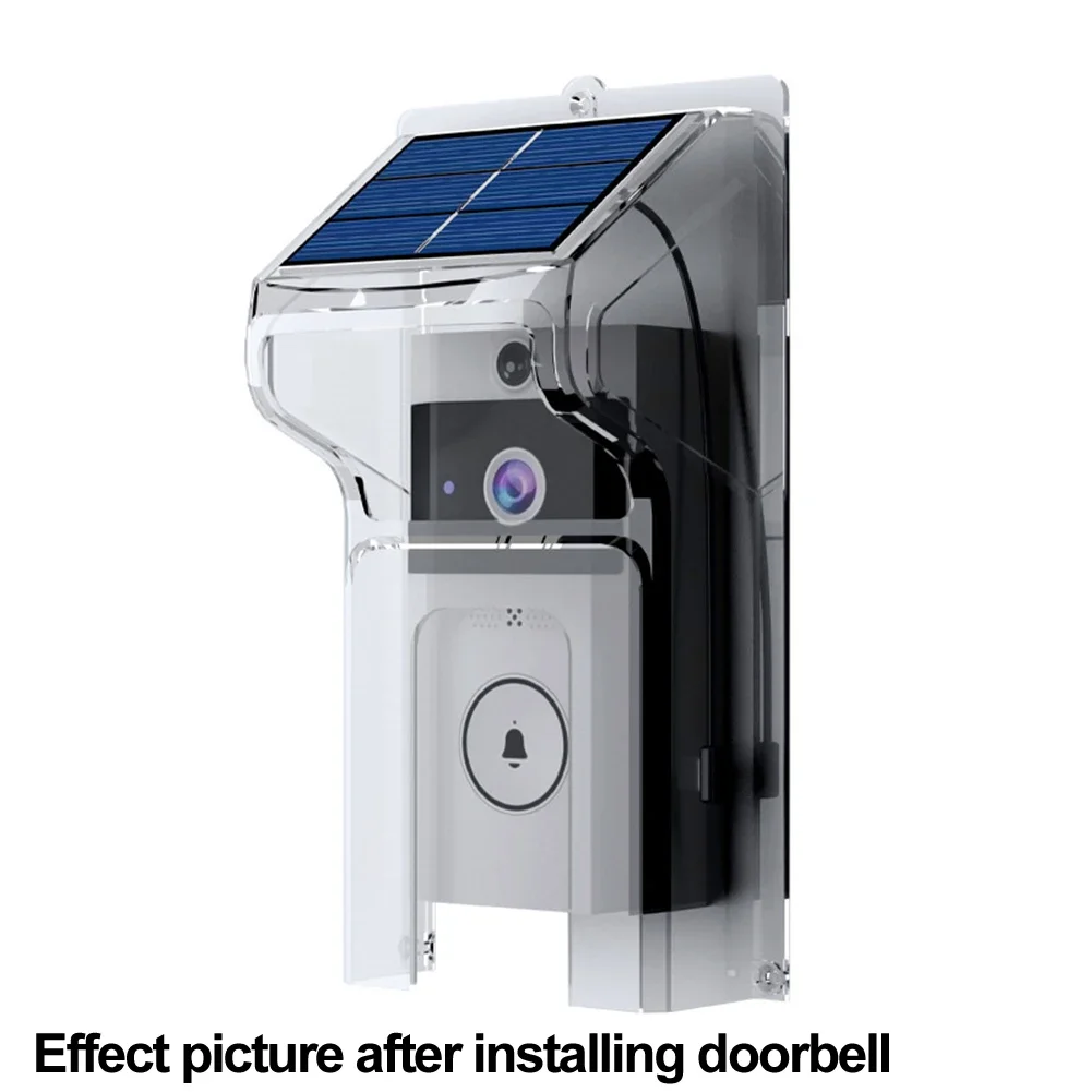Wireless Video Doorbell With Solar Rain Cover, Long Standby, Voice Changing Intercom Surveillance Camera, Transparent Rain Cover