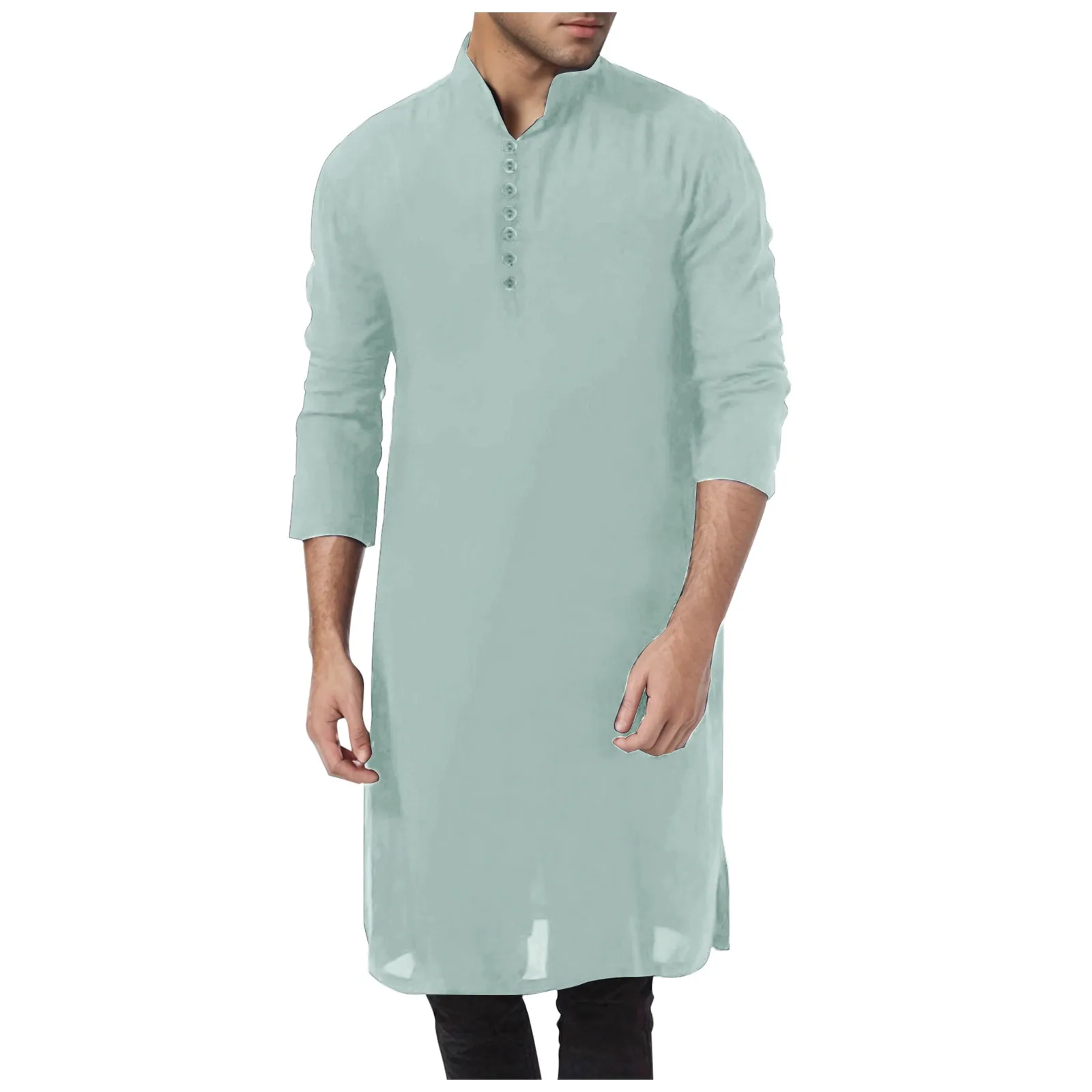 Men'S Shirts Muslim Dresses Muslim Kaftan Abaya Robe Middle Eas T Ethnic Kandoura Men Seaside Vacation Casual Top Large Size 3