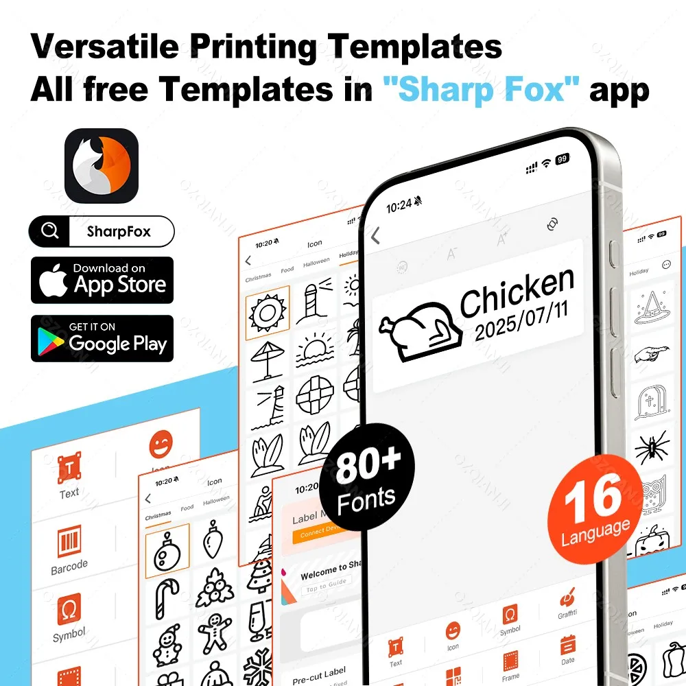 Mini Label Maker & Clock Style with Paper Roll for Storage, Office, Home, Sticker Machine, Mini Label Printer Portable Wireless