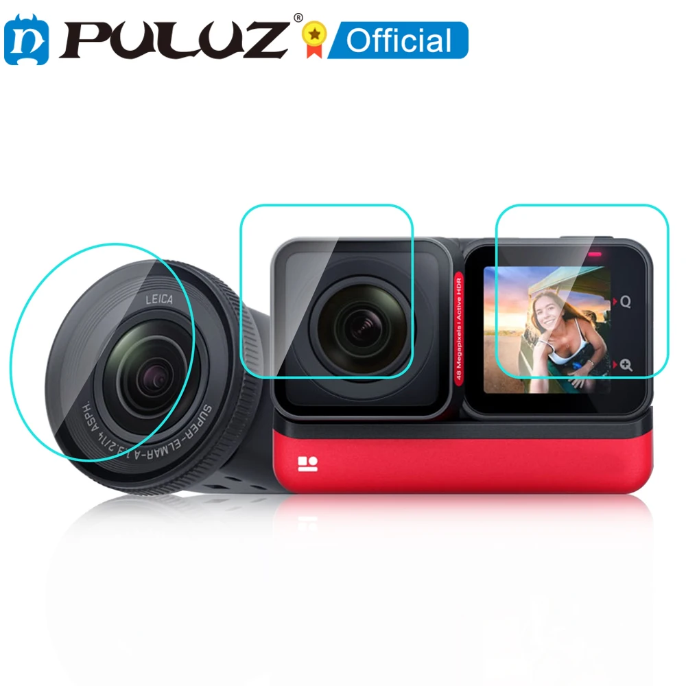 Puluz Per Insta360 One Rs 3 In 1 Schermo + Obiettivo 4K + Lente Leica Pellicola In Vetro Temperato Per Insta360 One Rs Screen Protector