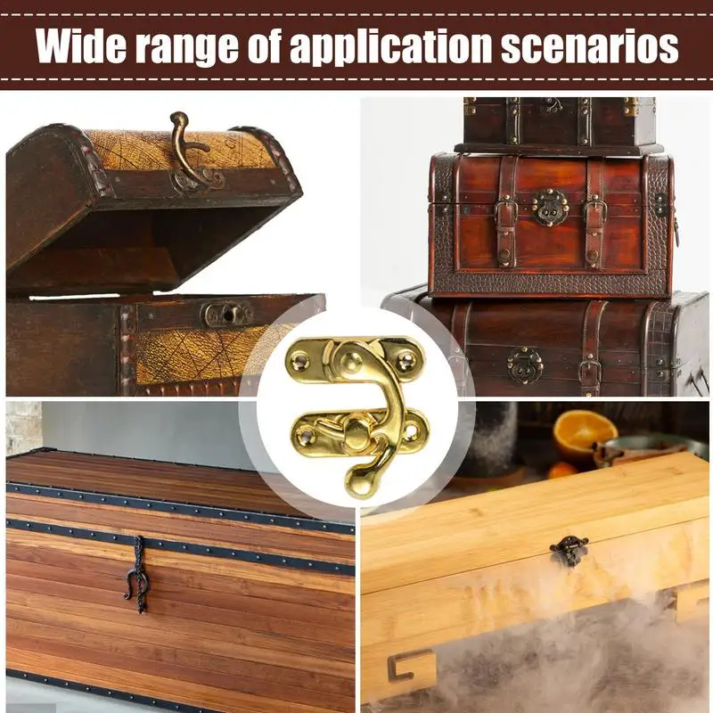 Wood Jewelry Box Hook Clasp Brass Retro Clasp Latch 2pcs For Antique Box Vintage Style Left And Right Hook Latch For Jewelry