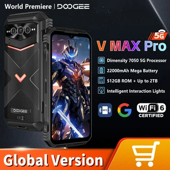 Doogee-Smartphone robuste V Max Pro 5G, Dimrespondable 7050, 12 Go + 512 Go, écran 6.58 "120Hz, appareil photo 108MP, Android 14, première mondiale 1