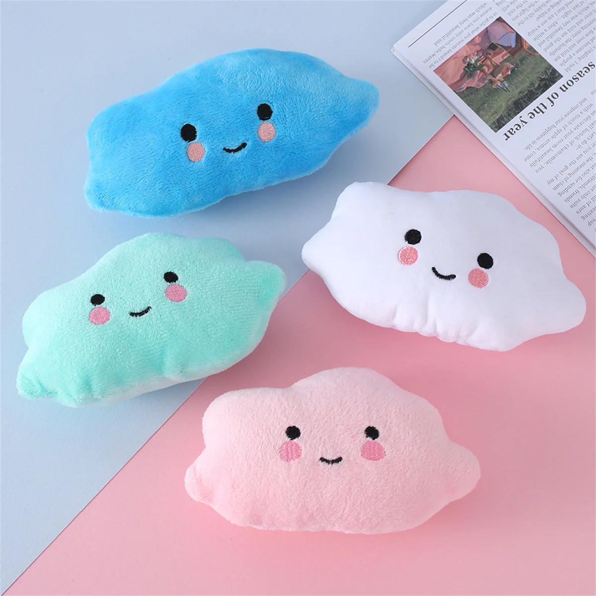 4PCS/PACK Pet Plush Toy Funny Pet Chew Toy Cartoon Cloud Shaped Pet Squeaky Toy Pet Sound Toy For Dogs Pet Supplies Dropshipping