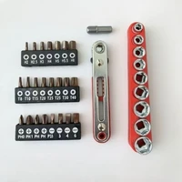 1/4 Drive Bidirectional Ratchet Screwdriver Set Multifunctional Home DIY Manual Tools Compact Handle for Easy Storage