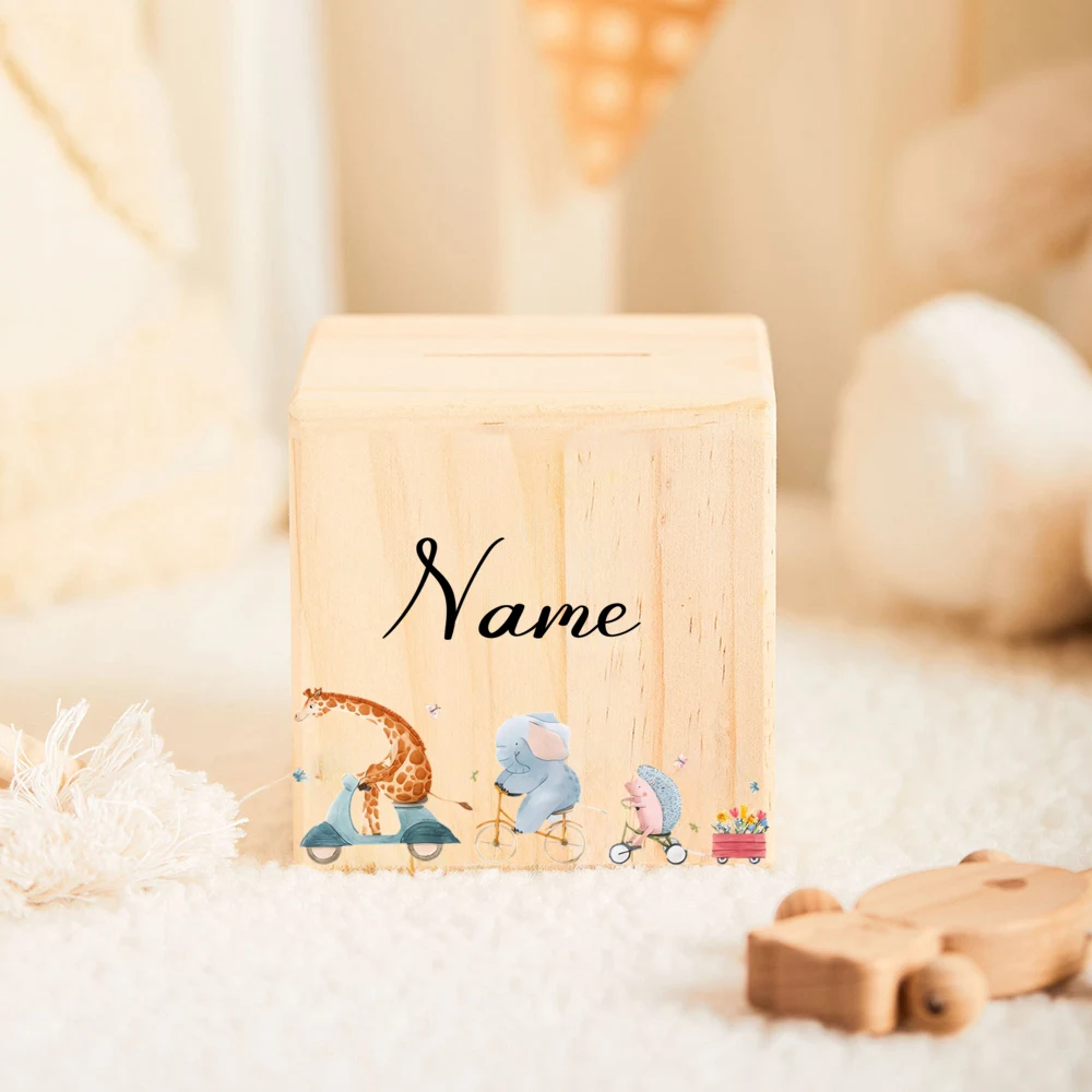 Description Picture 3 of itemPersonalized Baby Money Box Christening Gift Baptism Child Wooden Money Box Baptism Gifts Customized Piggy Bank with Name