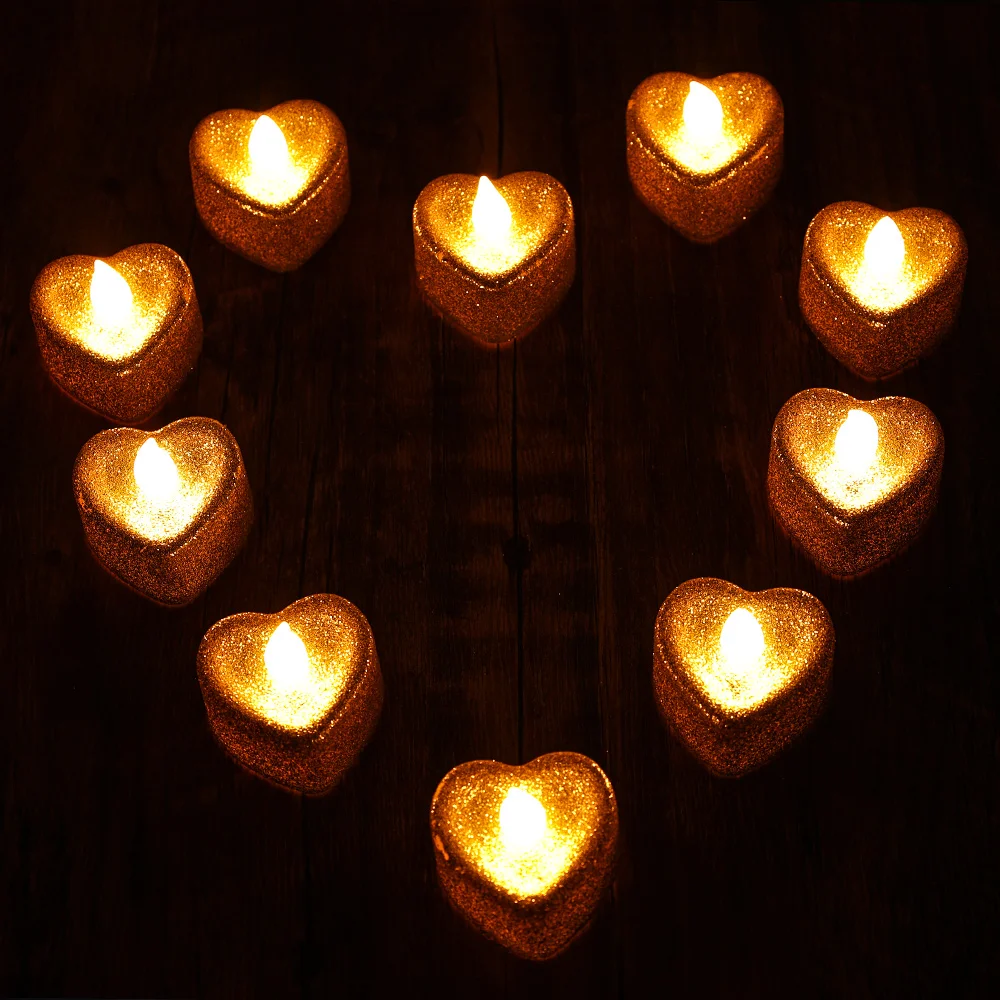 FRCOLOR Flameless Candles 24Pcs Heart Shaped Candles Battery Tea Light —  CHIMIYA