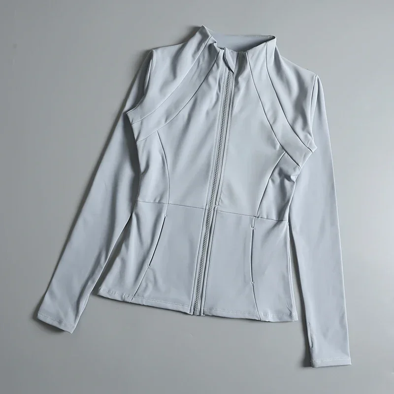 thumbnail image 1 of Nueva ropa de yoga, abrigo para mujer, redondo, elástico alto, suelto, ejercicio, yoga, fitness, manga larga, cuello levantado, tops de yoga, 1 of 6