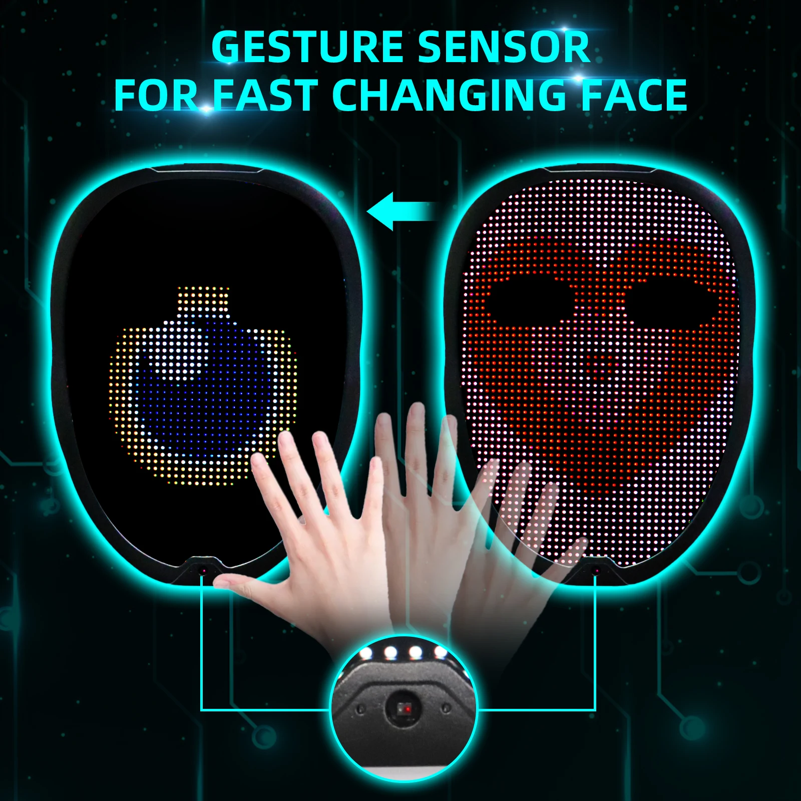 Led Mask Bluetooth Programmable App LED Halloween Mask Face Transforming LED Light Up For Costume Cosplay Party