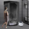 Portable Steam Sauna for Home Spa Sauna Tent Sauna Box with 3L Steamer Remote Control Folding Chair 2