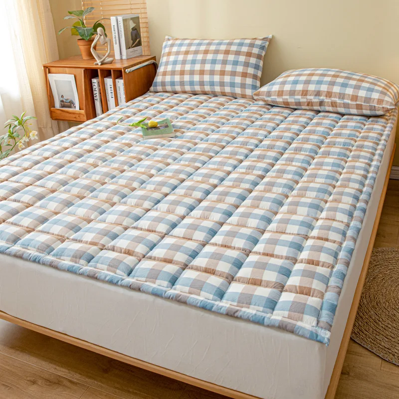 1pc Solid Pink Cotton Mattress Non-Slip Mat Hotel Thin Mattress Protective Pad Student Dormitory Bed Cotton-Padded Breathable