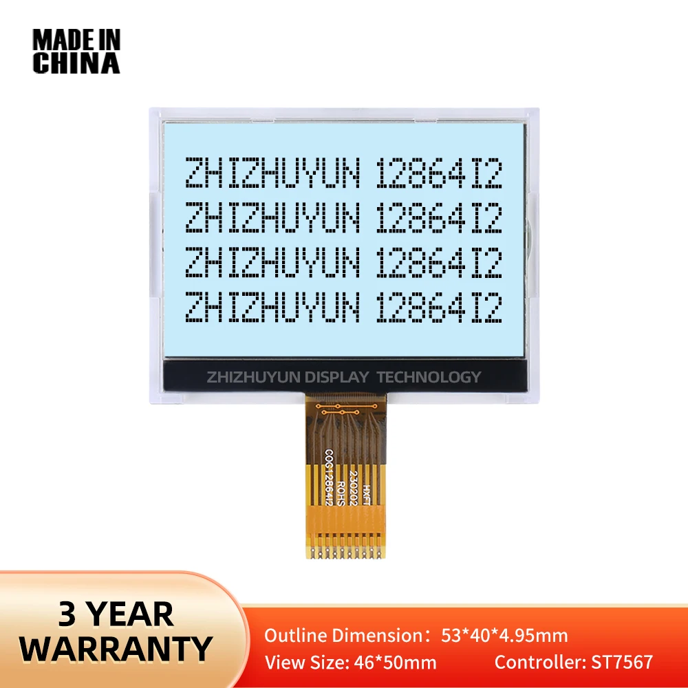 Comunicazione Seriale Muslimb Cog12864 Schermo Standard 12864 Cog Matrix Display Lcd Stn Pellicola Grigia Luce Bianca Testo Nero
