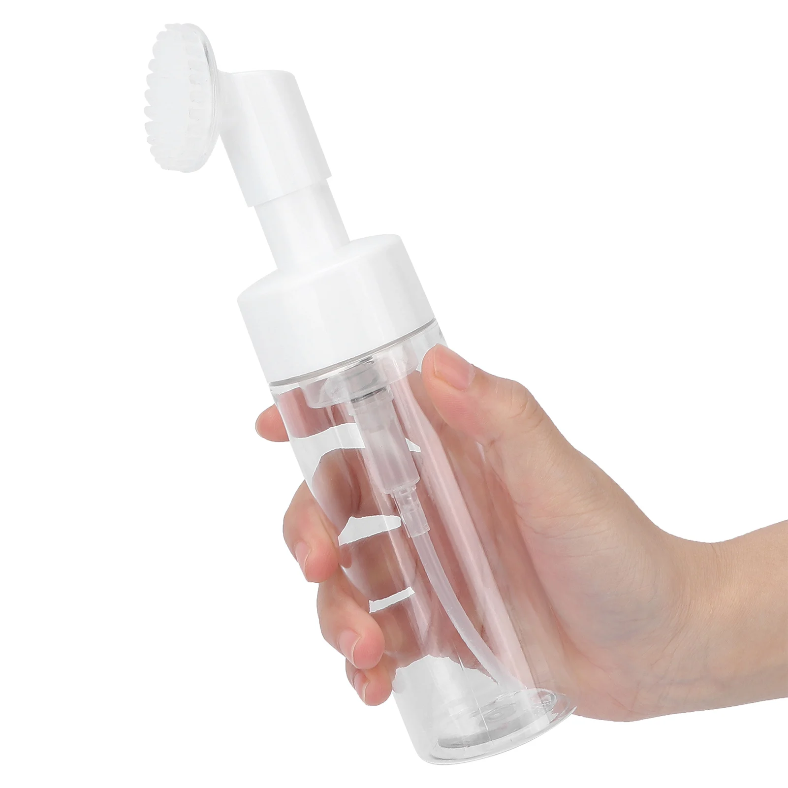 Facial Cleansing Foaming Bottle with Silicone Brush Mousse Foaming Bottle Transparent Empty Refillable Facial Cleanser Bottle spray foam gun no clean hand foam caulking gun pu expanding foaming with ptfe applicator for caulking filling sealing insulation