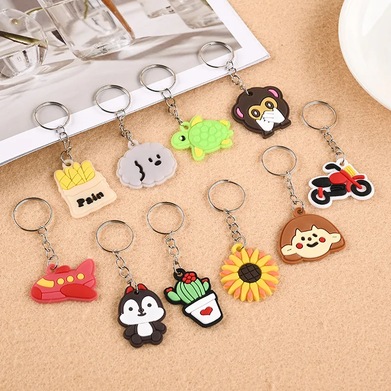 100pcs Cute Keychain for Kids Teacher Party Favor Cute Anime Little Keyrings Wholesale Cheap Festival Pendants Gift Charms Sets 2