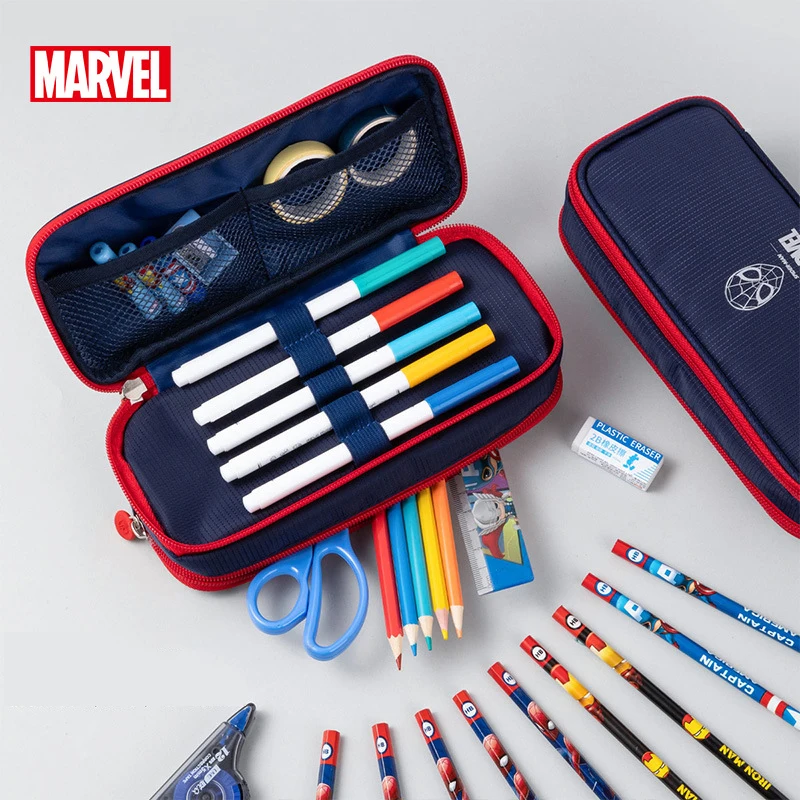 3 Layer Marvel Anime Super Hero Pen Bag Spider-man/captain America Simple Pen Bag Student Multifunctional Double Layer Large Capacity Pencil Bag - Image 4