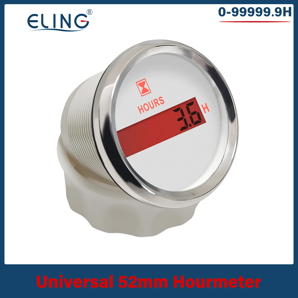 

ELING Waterproof Universal 52mm Hour Meter Gauge with Red Backlight 9-32V for Car Trucks Boat Yacht