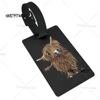 Highland Cow Print Scottish Luggage Tags Suitcase Accessories Travel Baggage Boarding Tag Portable 1