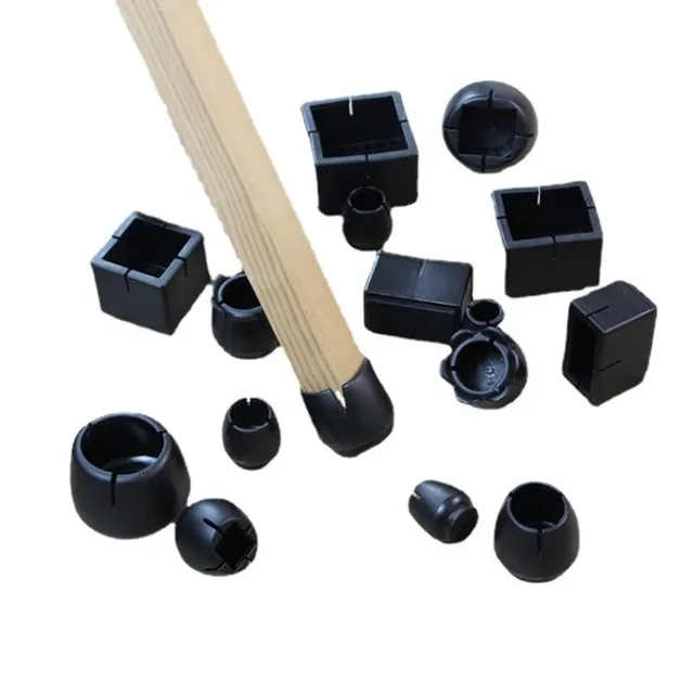 4pcs Black Table Chair Leg Mat Silicone Non-slip Table Chair Leg Caps Foot Protection Bottom Cover Pads Wood Floor Protectors 5