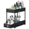 2 Tier Under Sink Bathroom Organizer, Pull Out Cabinet Organizer, Kitchen Sink Storage, Black 5