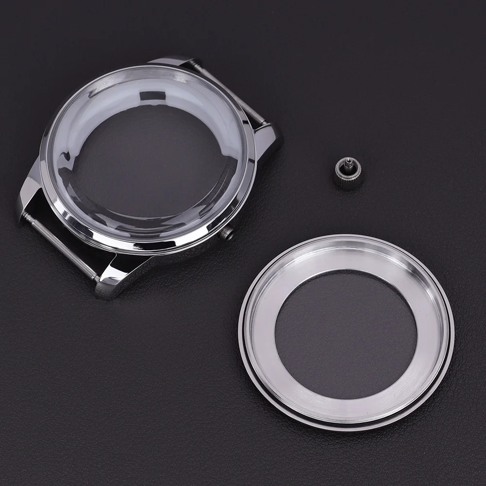 Für 33MM/40MM Cocktail-Uhrengehäuse, Edelstahlgehäuse, gewölbtes Glas, passend für NH35 NH34 NH38 Uhrwerk, Ersatzteil, silbernes Gehäuse – Detail 5