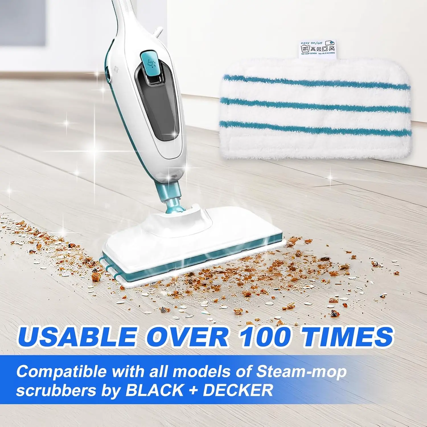 Description Picture 3 of itemSteam Mop Pads Compatible with Black+Decker Steam Mop FSM1630, FSM1616, FSMH13E5, FSM1321, FSM1605, FSMH13151SM, FSMP20, FSM1620