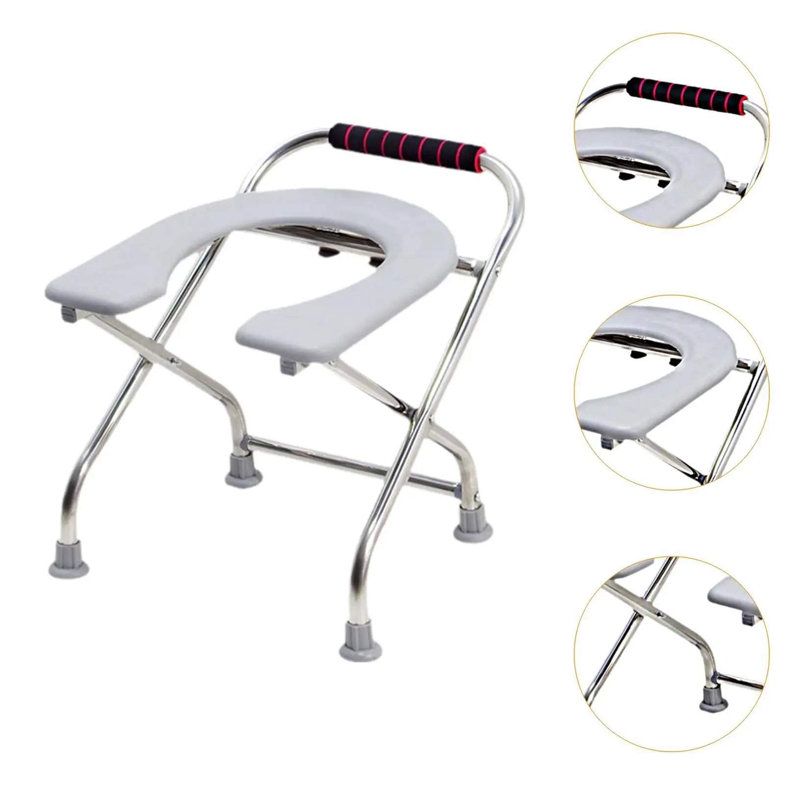 Foldable Toilet Seat Commode Stool Comfortable Portable Squat Toilet Stool for Elderly Seniors Bathroom Shower Chair Homecare 6