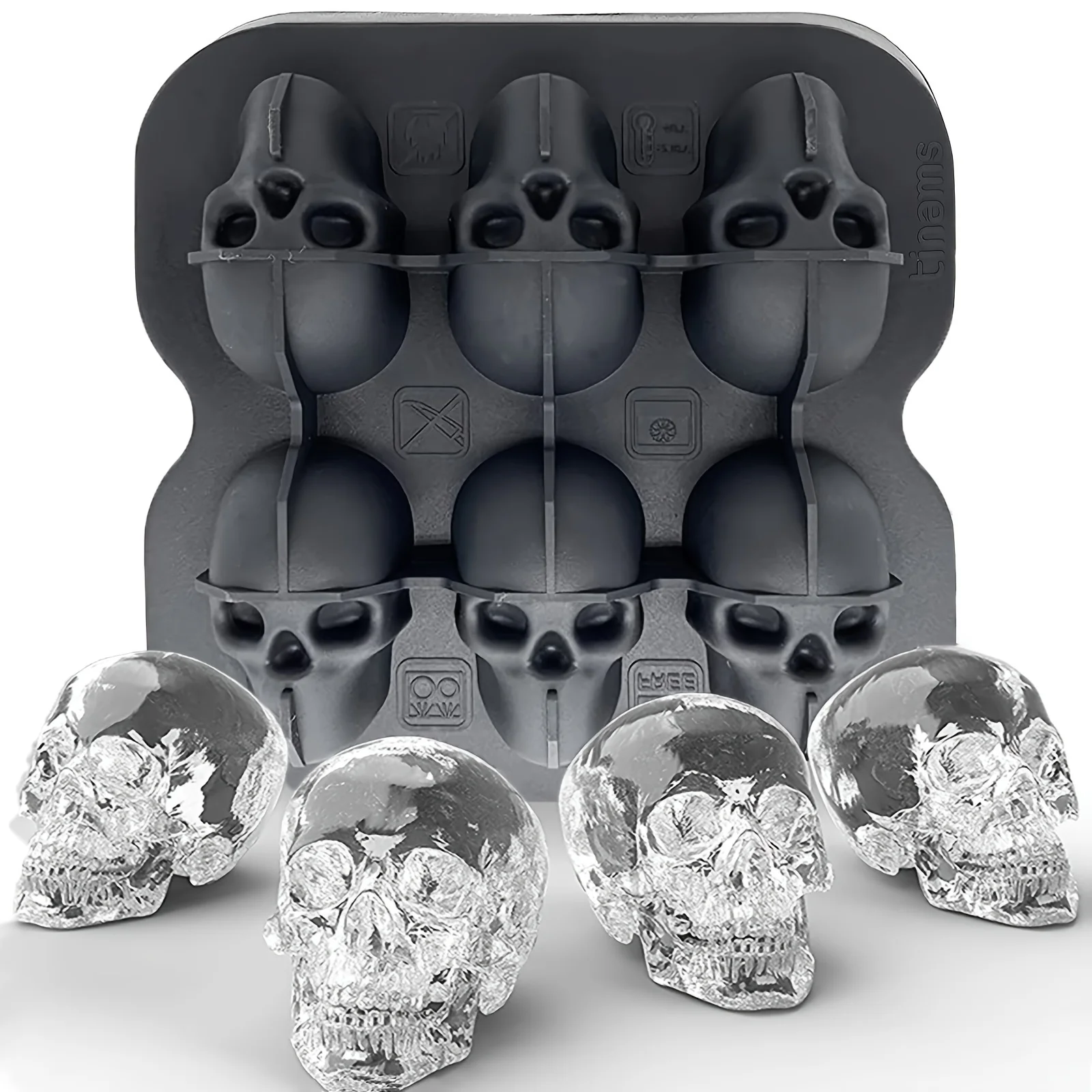 Skull-Shaped Silicone Ice Tray-BPA-Free, Easy-Release Ice Mold for Whisky, Cocktails & Parties