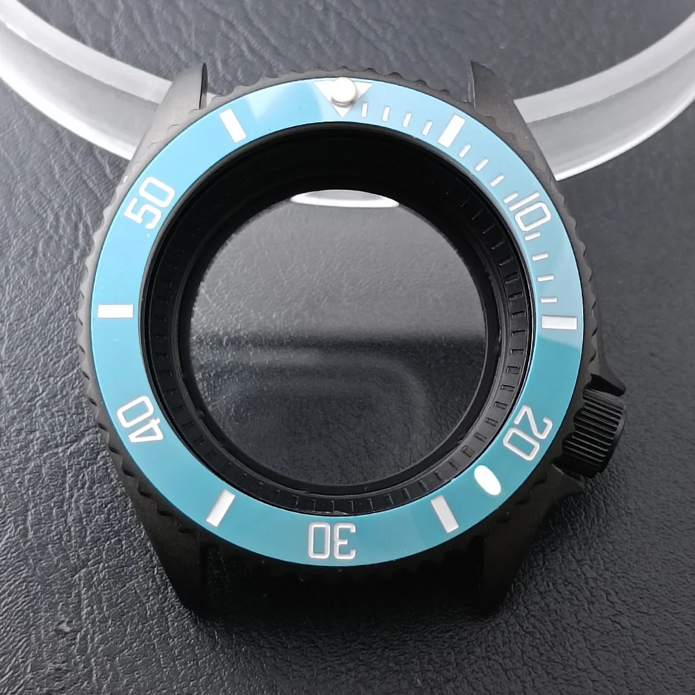 High-Quality 42mm Men's Steel Black Watch Case with Sapphire Glass and 22mm Band
