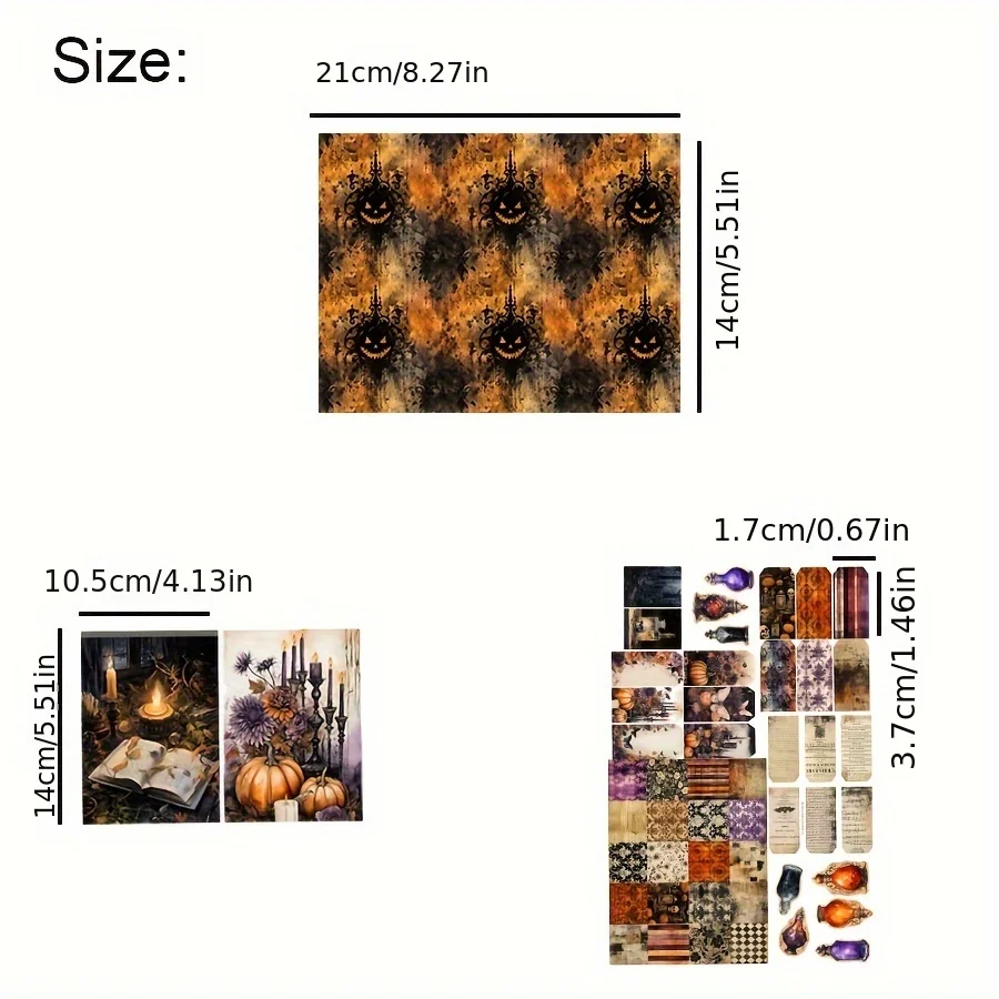 108pcs Card and Sticker set Halloween Dark,Potion Jar Patterns for Holiday Party Flag DIY,Bottle, Album,Junk Journal JAIIMAN stickers scrapbooking supplies