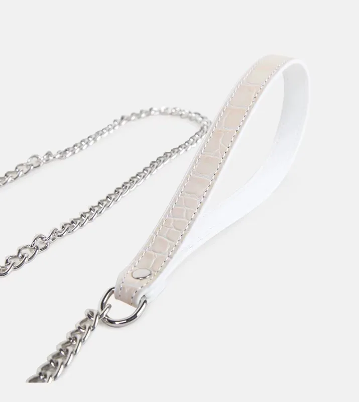 Bdsm Collar With Chain Genuine Leather Choker For Couples_voghion.com