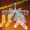 Sock Drying Rack 24 Clips Plastic Laundry Clothes Hanger Sock Hanging Rack Foldable Portable Clothes Drying Rack for Underwear 2
