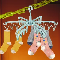 Sock Drying Rack 24 Clips Plastic Laundry Clothes Hanger Sock Hanging Rack Foldable Portable Clothes Drying Rack for Underwear 2