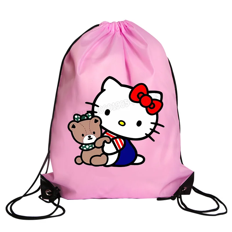 thumbnail image 1 of Mochila deportiva impermeable con cordón de Hello Kitty, paquete de bolsillo de dibujos animados de Anime, Terylene, bolsas de baloncesto, regalo de cumpleaños lindo, 1 of 5