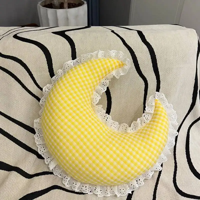 하늘 베개 플러시 문 하트 스타 구름 부드러운 쿠션 다채로운 체크 패턴 소파 의자 장식 플러시 숙녀 선물