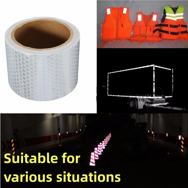 Reflective Stickers 1PC 100cm 5cm Warning Light Reflector Protective Sticker Warning Tape Reflective Film Car Safety Mark
