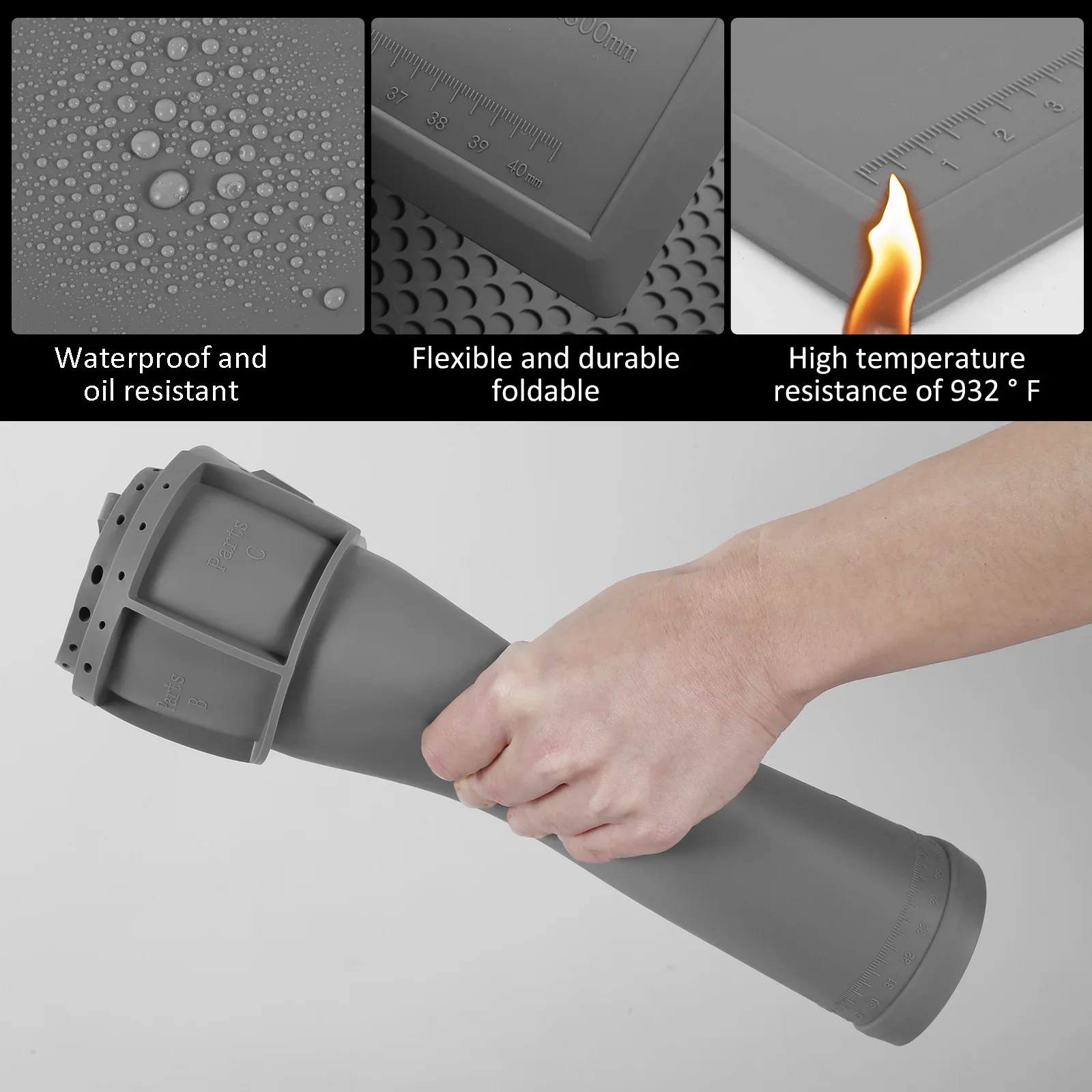 Soldering Station Mat Silicone Work Repair Pad 932&deg;F Heat-Resistant Magnetic Mat for Electronic Phone Laptop Watch Repair