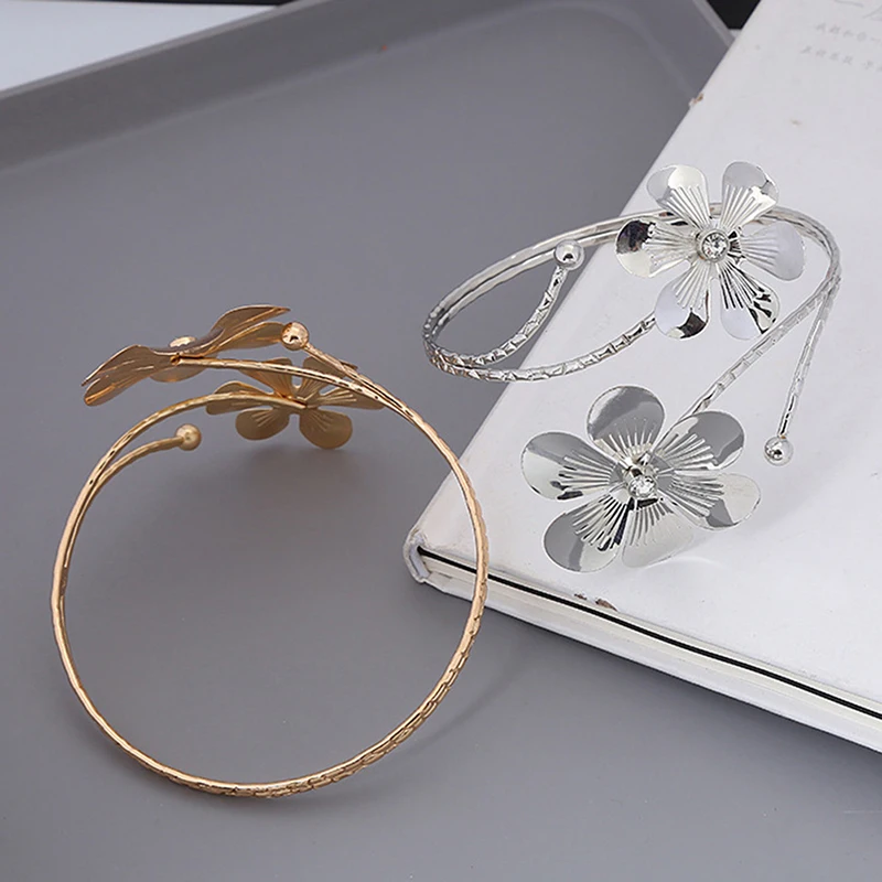 Bohemian Butterfly Leaf Charm Upper Bracelet Arm Chain Metal Hollow Out Geometric Pattern Retro Arm Cuff Bangle detachable wrist cuffs arm bracelet jewelry