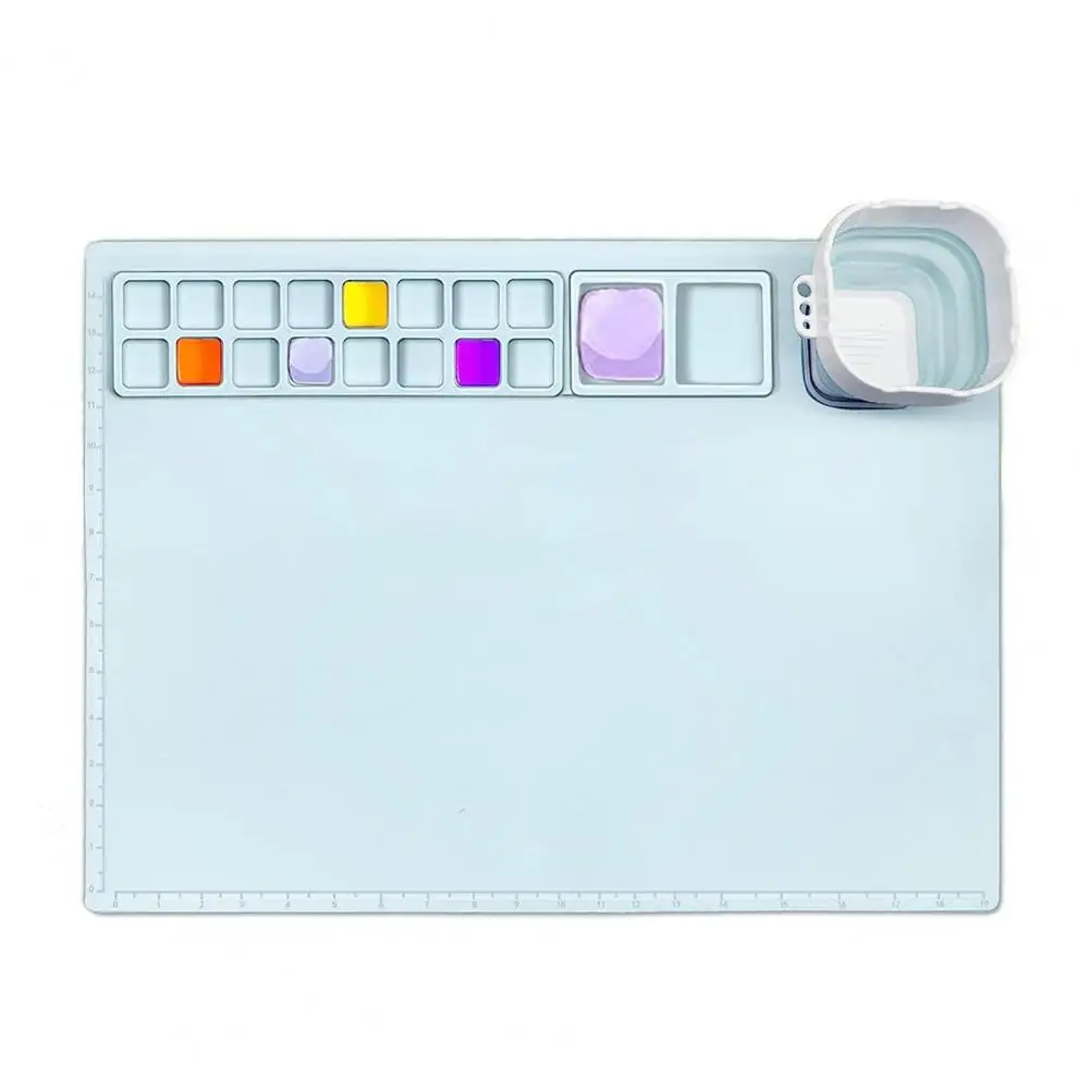 Silicone Painting Pad Graffiti Painting Pad Silicone Painting Mat with Cup Efficient Mixing Palette Drawing Pad for Kids Artists for Craft Minds