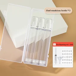 Premium Set of 5 Clear Airless Pump Bottles for Creams and Lotions - Travel-Size Refillable Containers (15ml Lotion bottlex3)