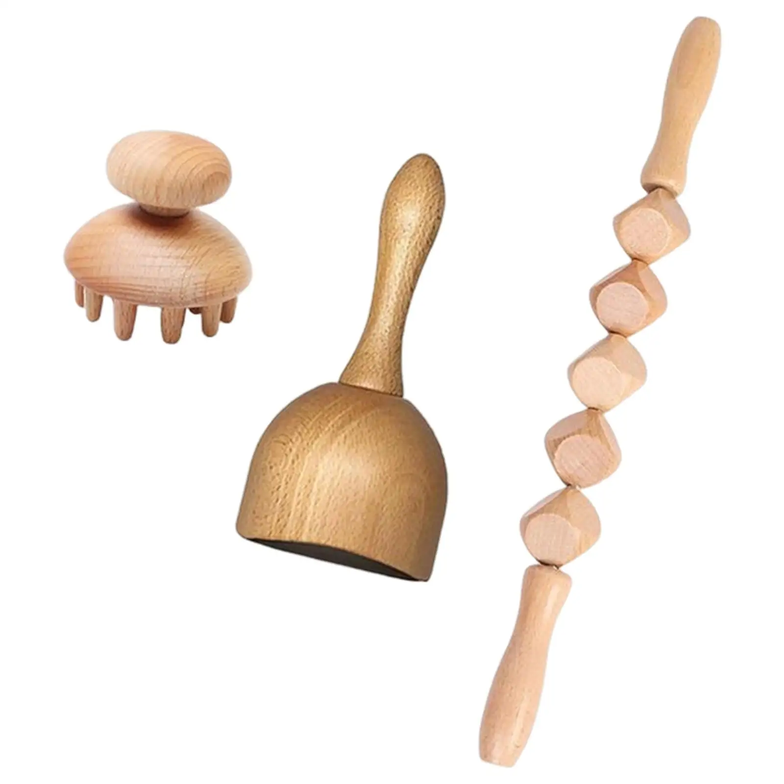 

3 Pieces Wood Massage Tools Manual Massage Roller for Muscle Massage Thigh