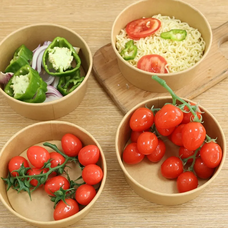 10-Pack Kraft Paper Salad Bowls with Lids Biodegradable Disposable Tableware for Meal P... - SKU KPSB2151 - UGI Packaging