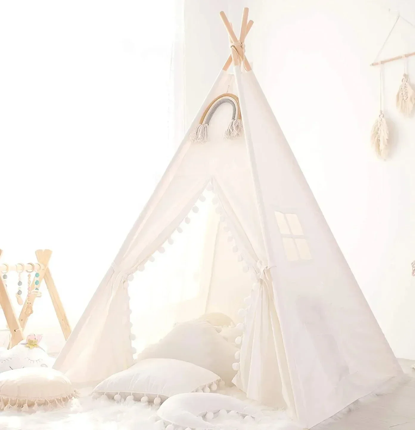 1.6M Kids Tent Play House Wigwam for Children Portable Child Tipi Tents Teepee Toddler Ball Pit Girl Castle Play Room Teepee 5