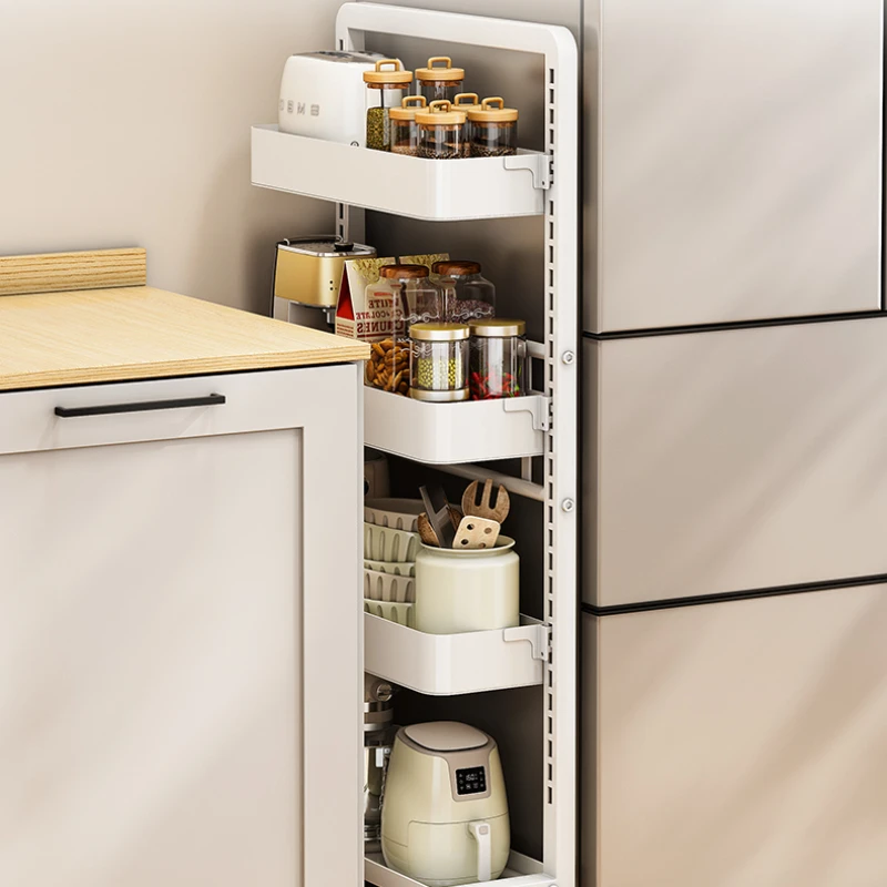 Kitchen Narrow Storage Rack Refrigerator 15cm Side Storage Small Cart Narrow Style Rolling Cart Kitchen Organizer Items
