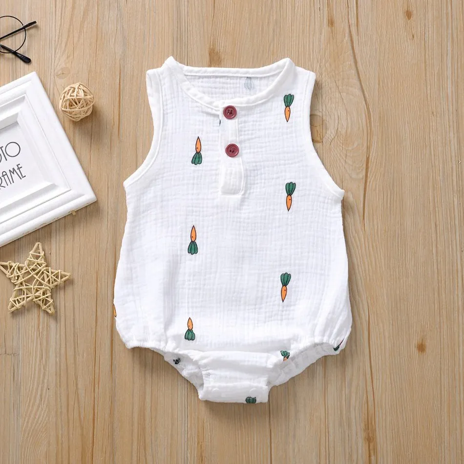 Baby Bodysuits expensive Summer Newborn Unisex Baby Clothes Sleeveless Infant Kids Bodysuit Boy Girl Cactus Cherry Print Jumpsuit Clothing for 0-24 Month bright baby bodysuits	