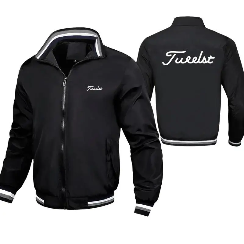 Spring and Autumn Men's Golf Brand Printed Standing Neck Casual Zipper Jacket Outdoor Sports Coat Windbreaker Windproof