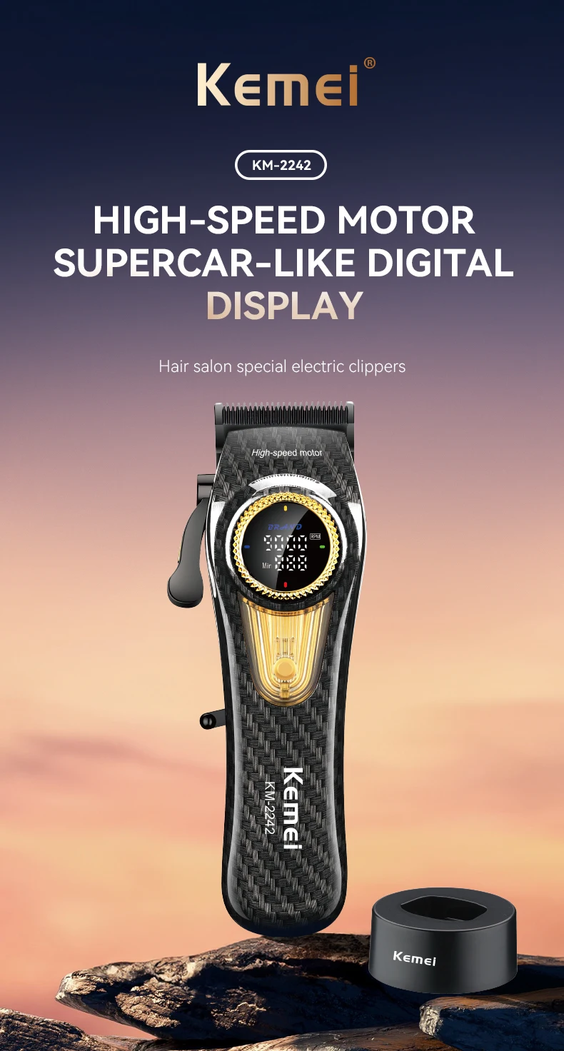 Description Picture 2 of itemKEMEI Profession Man LCD intelligent digital display Adjustable Hair clipper,Salon-grade barber scissors KM-2242