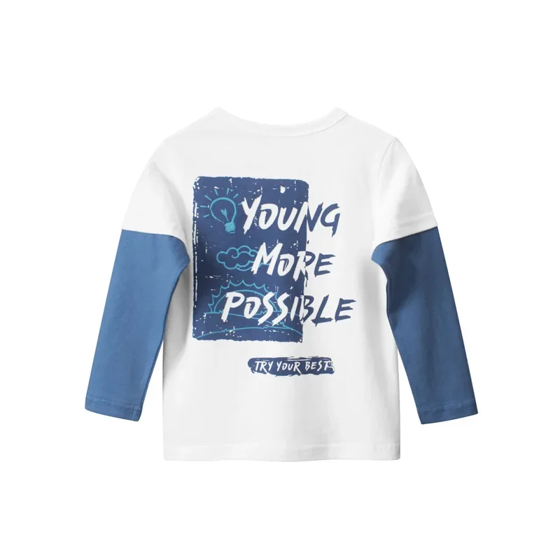 Brand Children's Clothing 2025 Autumn New Korean Style Boys Bottoming Shirts Fashion Letter Print Tops Tees Kids Clothes 4