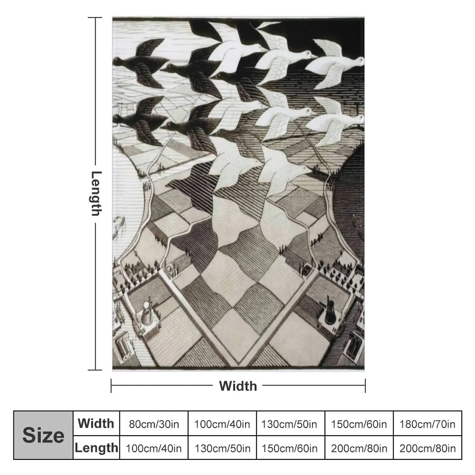 Day and Night by Maurits Cornelis Escher Throw Blanket wednesday Decorative Blankets 2