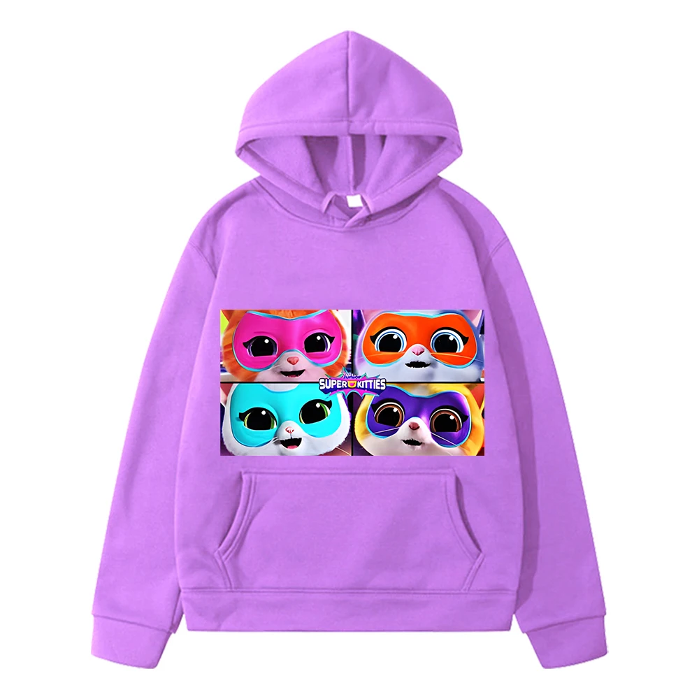 

Super Kitties Children Autumn Fleece Sweatshirt pullover y2k sudadera boy clothes Casual Jacket anime hoodies kids clothes girls